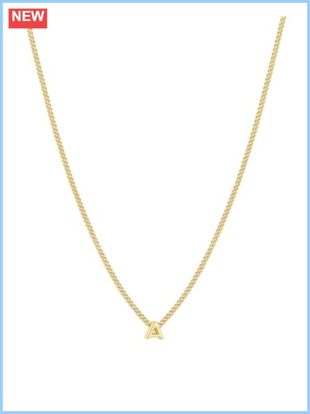 Personalized Initial Charm Necklace 18K Gold Plated Adjustable 16-18 inches